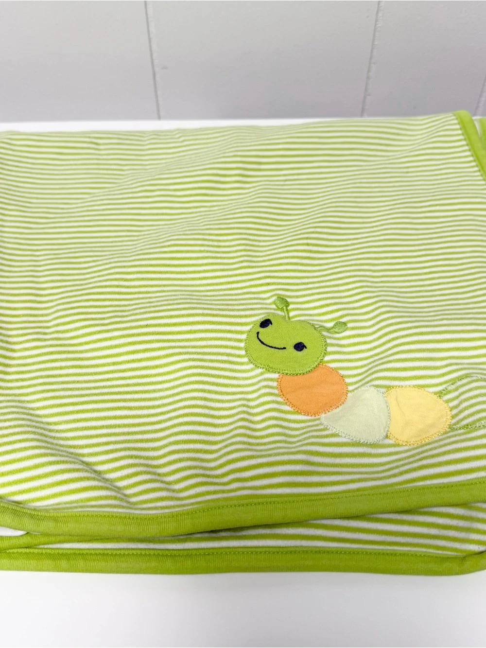 Vintage 2011 Gymboree Green Caterpillar  Reversible Blanket
